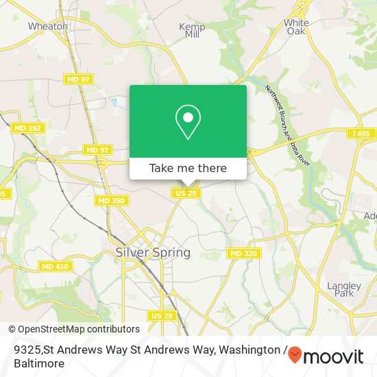 Mapa de 9325,St Andrews Way St Andrews Way, Silver Spring, MD 20901