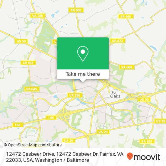 12472 Casbeer Drive, 12472 Casbeer Dr, Fairfax, VA 22033, USA map