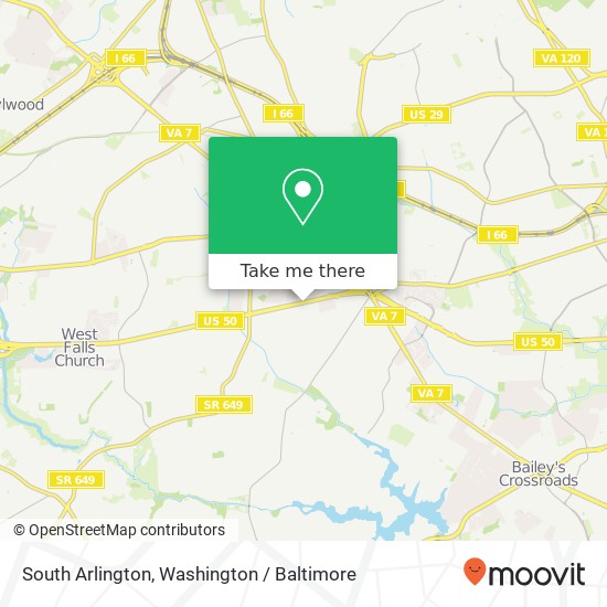 Mapa de South Arlington, Falls Church, VA 22042