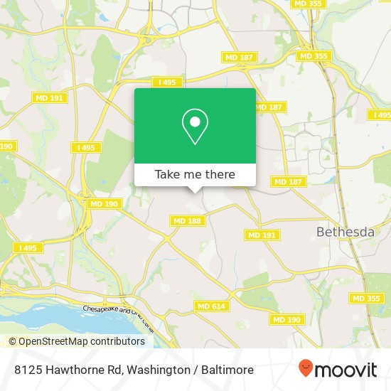 Mapa de 8125 Hawthorne Rd, Bethesda, MD 20817