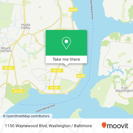 Mapa de 1150 Waynewood Blvd, Alexandria, VA 22308