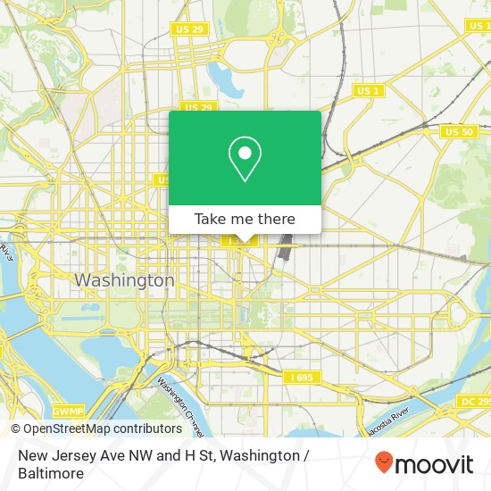 New Jersey Ave NW and H St, Washington, DC 20001 map