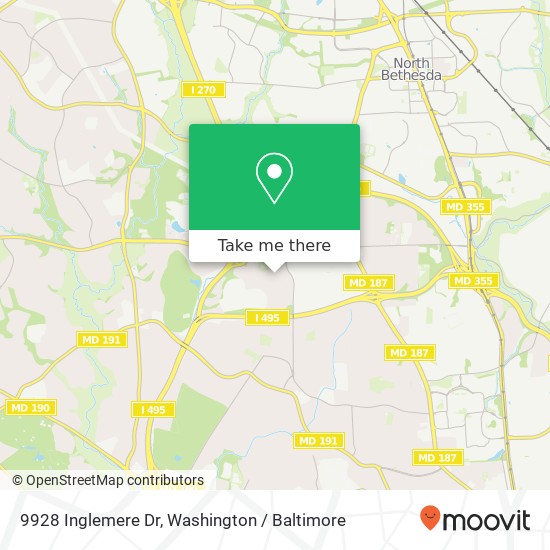 Mapa de 9928 Inglemere Dr, Bethesda, MD 20817