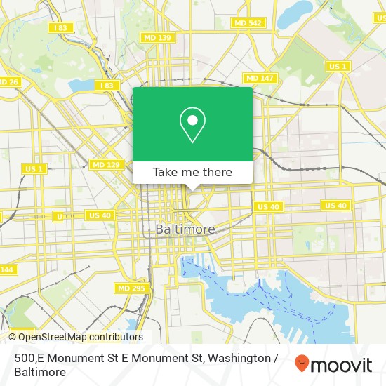 Mapa de 500,E Monument St E Monument St, Baltimore, MD 21202