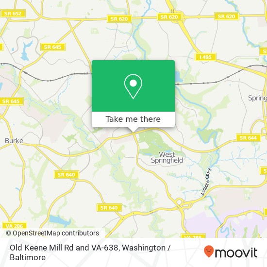 Mapa de Old Keene Mill Rd and VA-638, Springfield, VA 22152