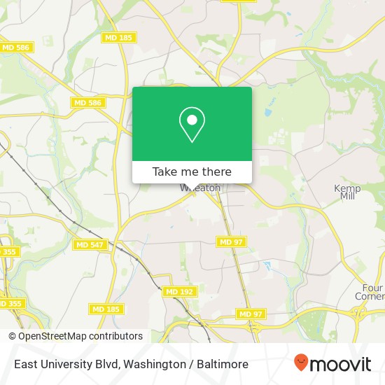 Mapa de East University Blvd, Kensington, MD 20895