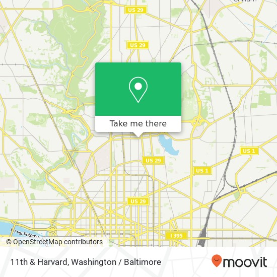 Mapa de 11th & Harvard, Washington, DC 20001