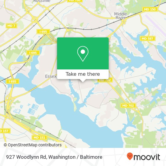 Mapa de 927 Woodlynn Rd, Essex, MD 21221