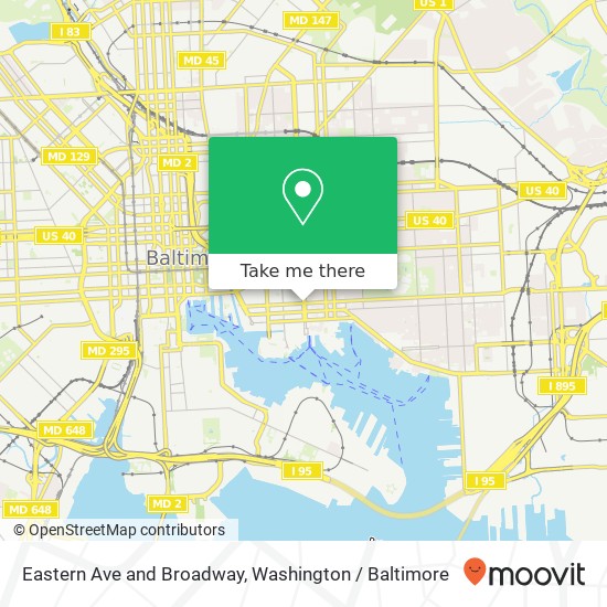 Mapa de Eastern Ave and Broadway, Baltimore, MD 21231