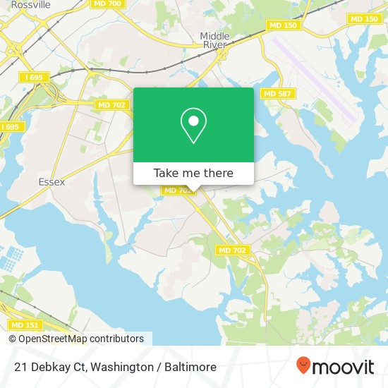 Mapa de 21 Debkay Ct, Essex, MD 21221