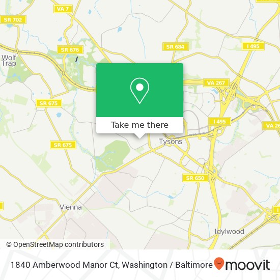 Mapa de 1840 Amberwood Manor Ct, Vienna, VA 22182