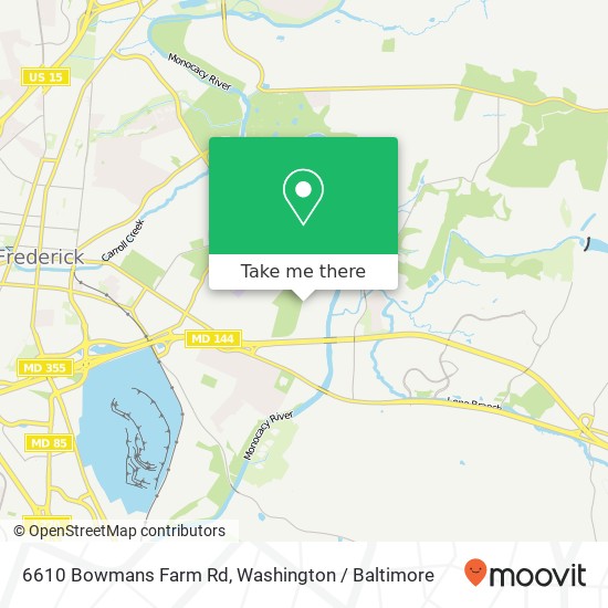 Mapa de 6610 Bowmans Farm Rd, Frederick, MD 21701