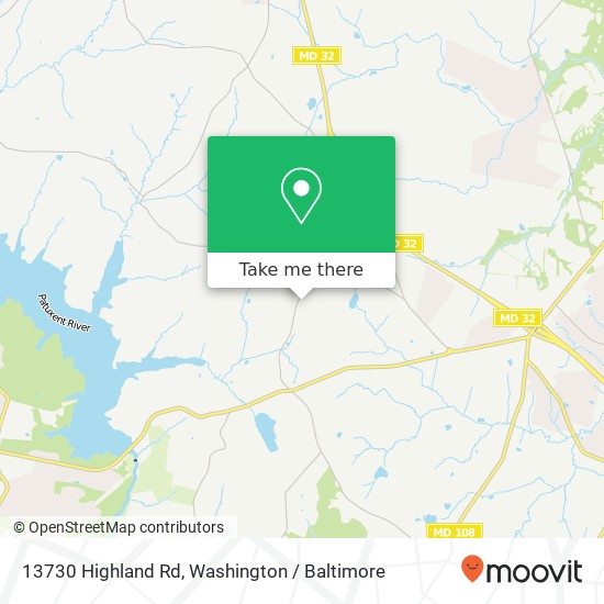 Mapa de 13730 Highland Rd, Clarksville, MD 21029