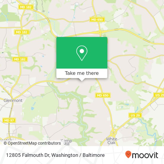 Mapa de 12805 Falmouth Dr, Silver Spring, MD 20904