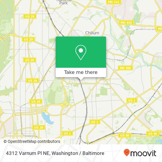 Mapa de 4312 Varnum Pl NE, Washington, DC 20017