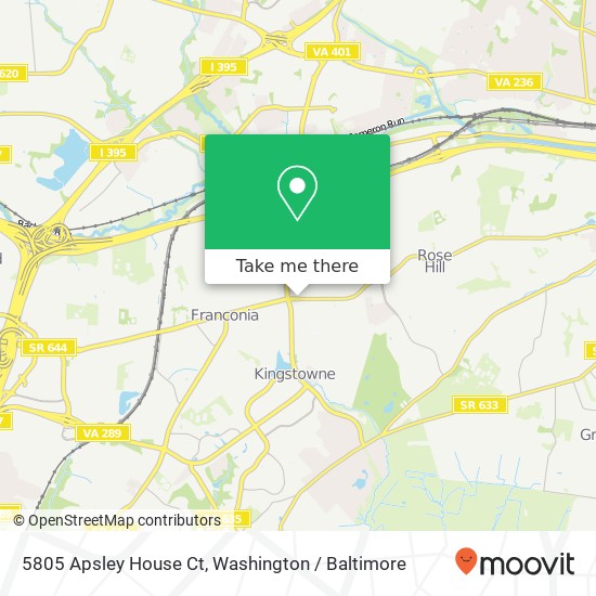 Mapa de 5805 Apsley House Ct, Alexandria, VA 22310