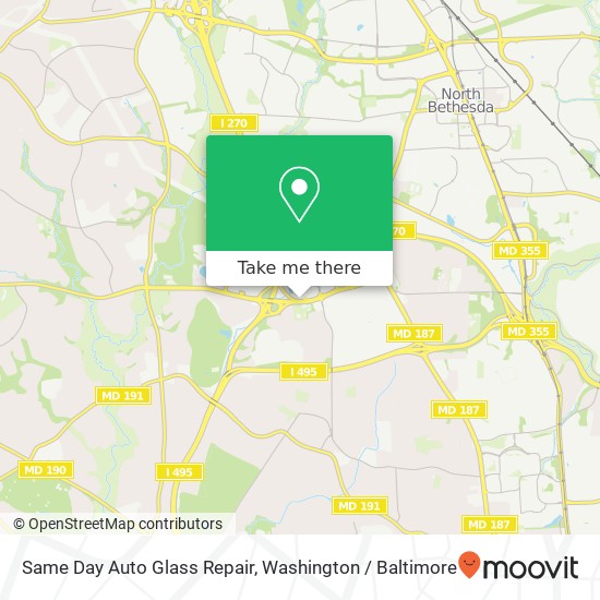 Same Day Auto Glass Repair, 6711 Democracy Blvd map