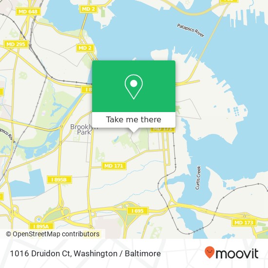 Mapa de 1016 Druidon Ct, Brooklyn, MD 21225