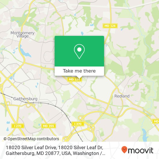 Mapa de 18020 Silver Leaf Drive, 18020 Silver Leaf Dr, Gaithersburg, MD 20877, USA