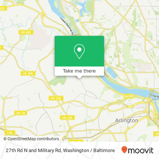 27th Rd N and Military Rd, Arlington, VA 22207 map