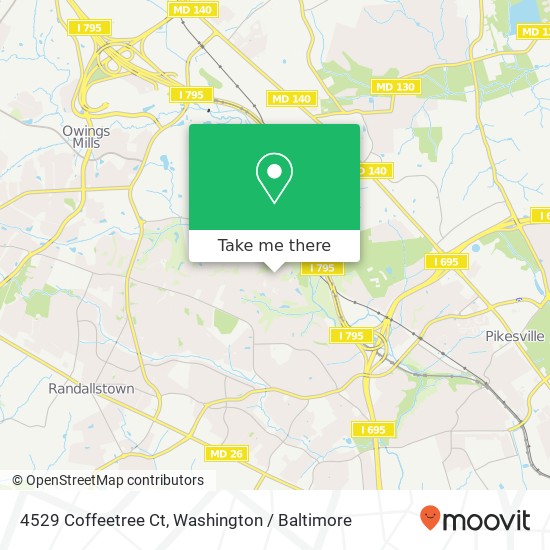 Mapa de 4529 Coffeetree Ct, Pikesville, MD 21208