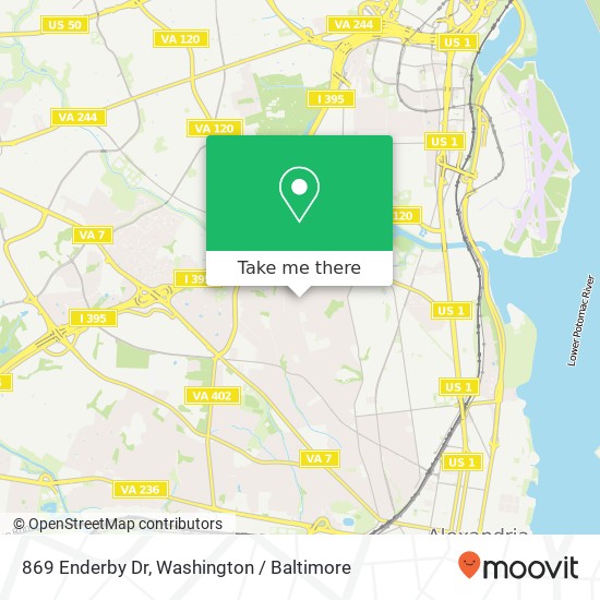 Mapa de 869 Enderby Dr, Alexandria, VA 22302