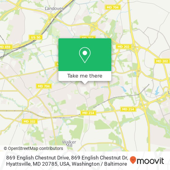 Mapa de 869 English Chestnut Drive, 869 English Chestnut Dr, Hyattsville, MD 20785, USA