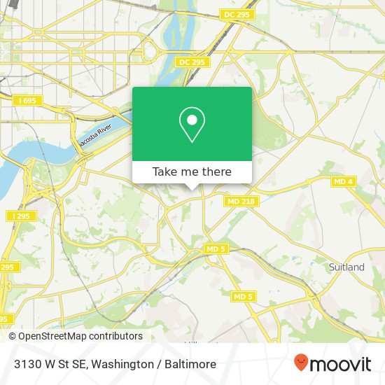 Mapa de 3130 W St SE, Washington, DC 20020