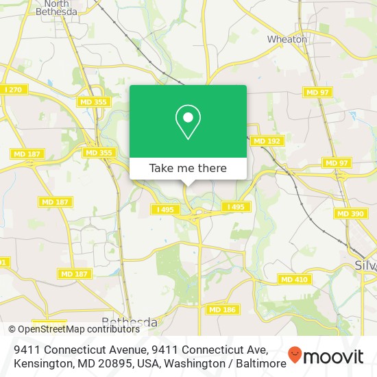 Mapa de 9411 Connecticut Avenue, 9411 Connecticut Ave, Kensington, MD 20895, USA