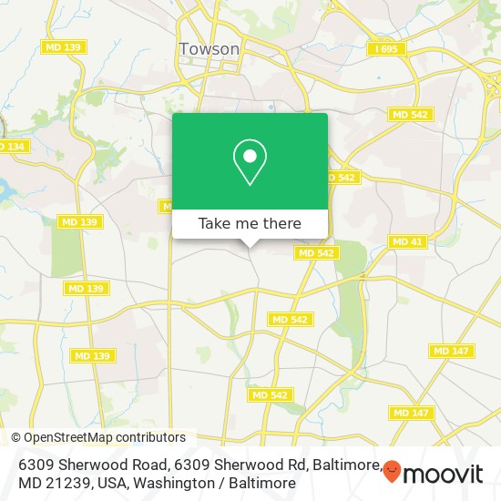 Mapa de 6309 Sherwood Road, 6309 Sherwood Rd, Baltimore, MD 21239, USA
