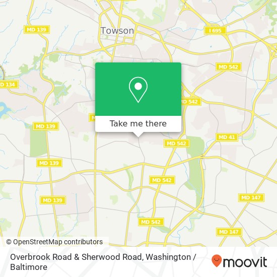 Overbrook Road & Sherwood Road, Overbrook Rd & Sherwood Rd, Towson, MD 21239, USA map