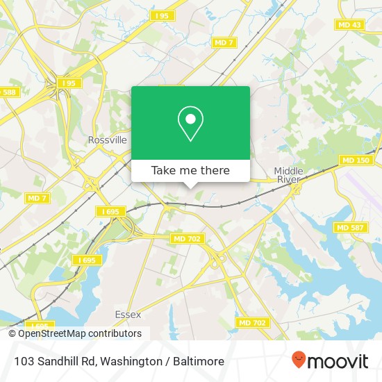 Mapa de 103 Sandhill Rd, Essex, MD 21221