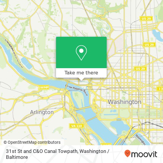 Mapa de 31st St and C&O Canal Towpath, Washington, DC 20007