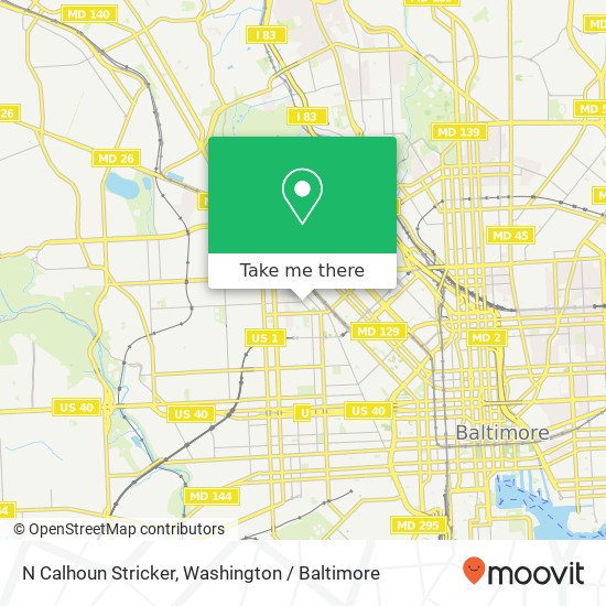 Mapa de N Calhoun Stricker, Baltimore, MD 21217