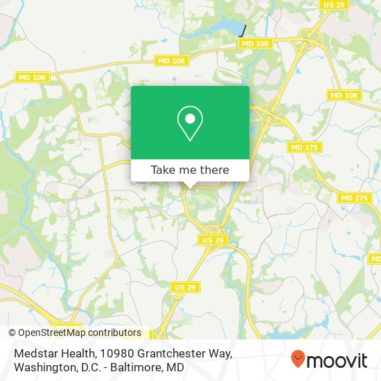 Mapa de Medstar Health, 10980 Grantchester Way