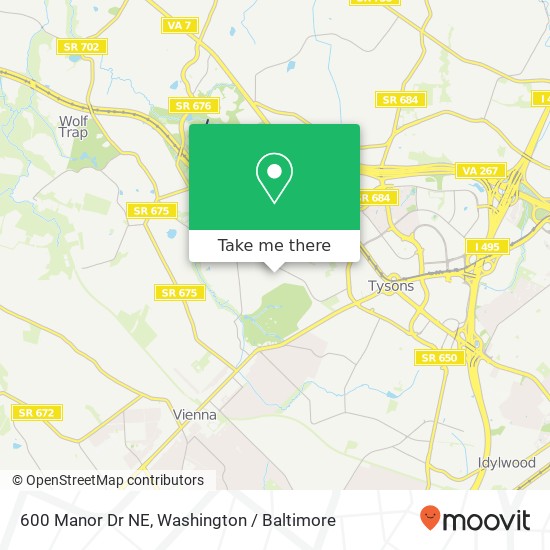 Mapa de 600 Manor Dr NE, Vienna, VA 22180