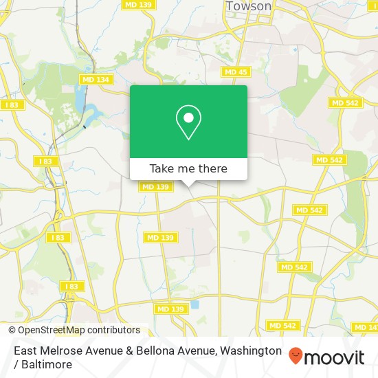 Mapa de East Melrose Avenue & Bellona Avenue, E Melrose Ave & Bellona Ave, Baltimore, MD 21212, USA