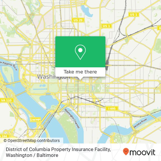 Mapa de District of Columbia Property Insurance Facility, 601 Pennsylvania Ave NW