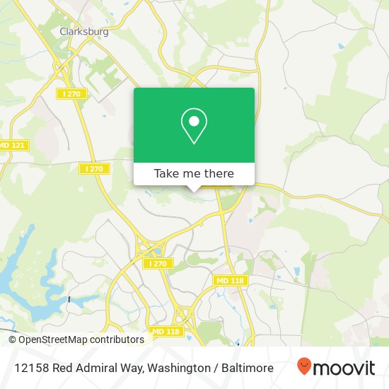 Mapa de 12158 Red Admiral Way, Germantown, MD 20876