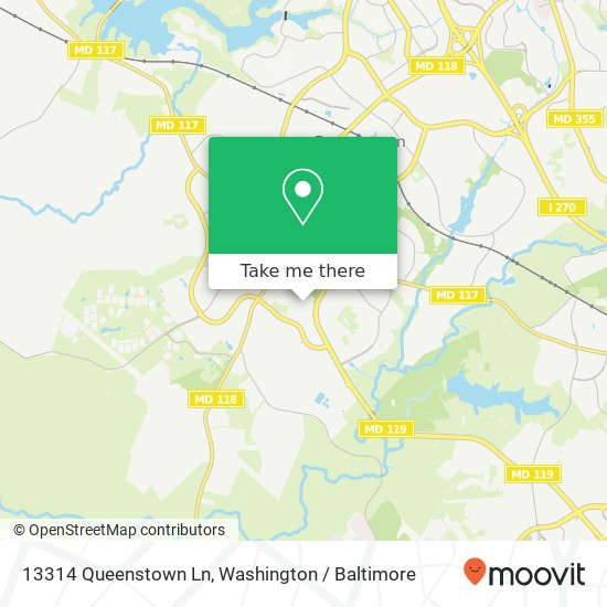 Mapa de 13314 Queenstown Ln, Germantown, MD 20874