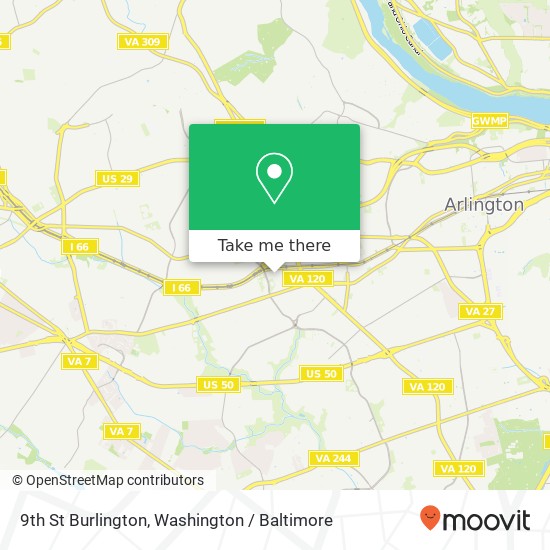 Mapa de 9th St Burlington, Arlington, VA 22203