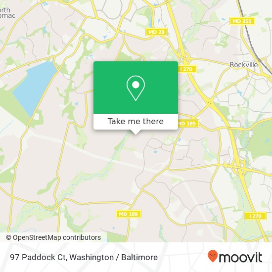 Mapa de 97 Paddock Ct, Potomac, MD 20854