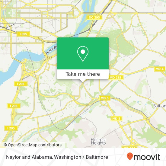 Naylor and Alabama, Washington, DC 20020 map