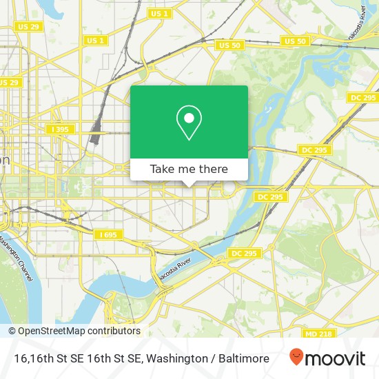 Mapa de 16,16th St SE 16th St SE, Washington, DC 20003