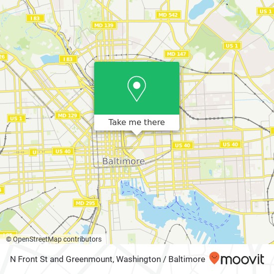 Mapa de N Front St and Greenmount, Baltimore, MD 21202