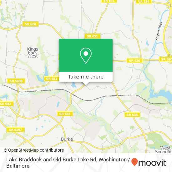 Lake Braddock and Old Burke Lake Rd, Burke, VA 22015 map