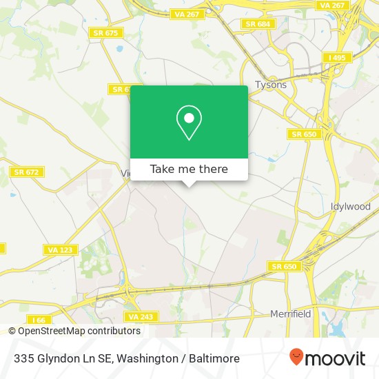 Mapa de 335 Glyndon Ln SE, Vienna, VA 22180