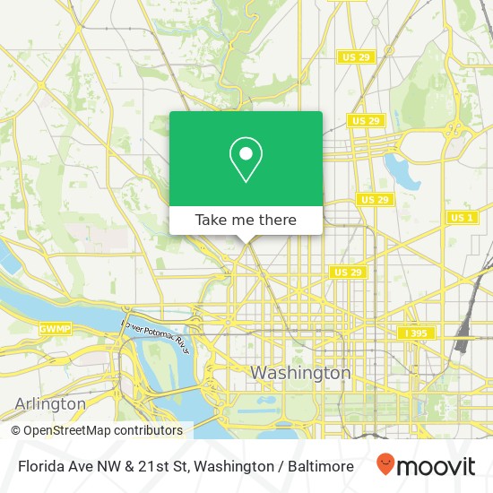 Mapa de Florida Ave NW & 21st St, Washington, DC 20008