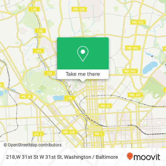 Mapa de 218,W 31st St W 31st St, Baltimore, MD 21211