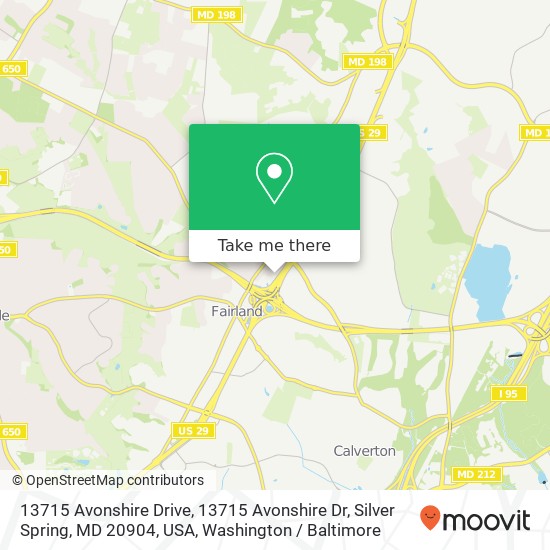 13715 Avonshire Drive, 13715 Avonshire Dr, Silver Spring, MD 20904, USA map